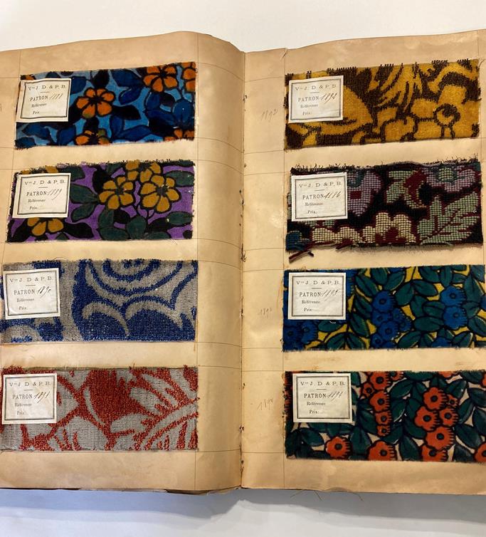 French Fabric Sample Book, circa 1930's Enclosing printed and cut velvets and jacquards in vibrant - Image 15 of 71