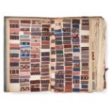 French Fabric Sample Book, 19th century Including woven and brocade silk and wool samples, printed