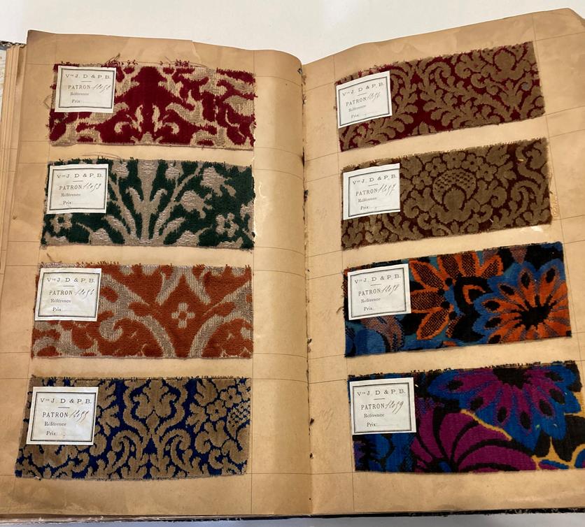 French Fabric Sample Book, circa 1930's Enclosing printed and cut velvets and jacquards in vibrant - Image 58 of 71