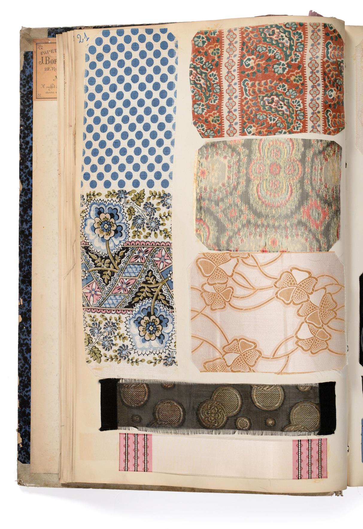 French Fabric Sample Book, late 19th century Enclosing printed, woven chiffons and silks, wool, - Image 2 of 3