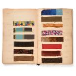 French Fabric Sample Book, early 20th century Including coloured, textured, striped, brocade