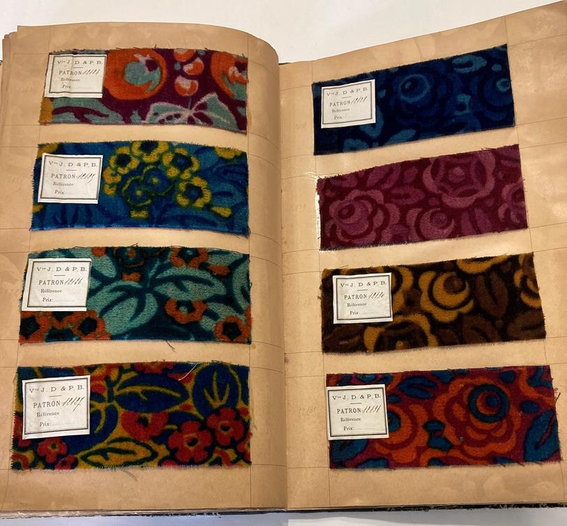 French Fabric Sample Book, circa 1930's Enclosing printed and cut velvets and jacquards in vibrant - Image 69 of 71