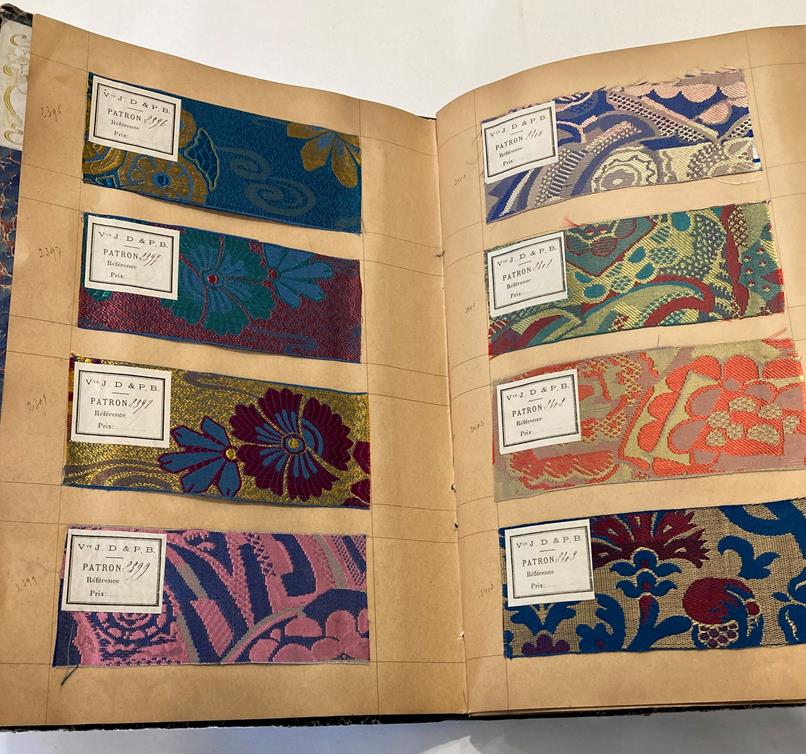 French Fabric Sample Book, circa 1930's Enclosing printed and cut velvets and jacquards in vibrant - Image 50 of 71