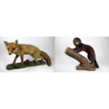 Taxidermy: European Red Fox and Mink, circa late 20th century, a full mount adult Red fox in walkinf