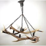 Antler Furniture: A Red Deer Antler Mounted Chandelier, circa late 20th century, constructed with