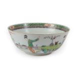 A Chinese Porcelain Bowl, 19th century, painted in famille verte enamels with mothers and children