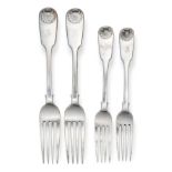 A Set of Twelve Victorian Silver Table-Forks and Twelve Dessert-Forks, by Samuel Smily, London,