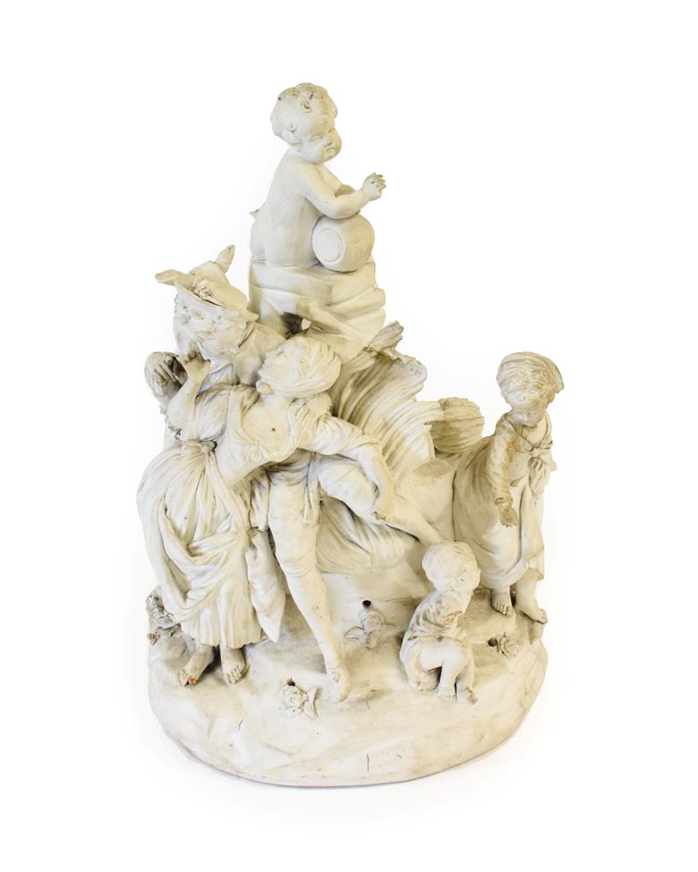 A Continental Bisque Porcelain Figure Group, possibly Vienna, late 18th/early 19th century, as