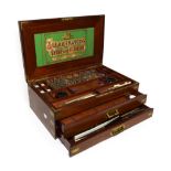 A Winsor & Newton ''Illuminating Colours and Materials'' Brass Bound Mahogany Paint Box, late 19th