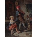 Josiah Green (19th century) ''The First Lesson'' Oil on board, 22cm by 16cm