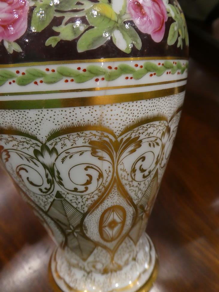 A Pair of Paris La Courtille Porcelain Vases, circa 1800, of baluster form with trumpet necks, - Image 3 of 6