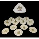 A Set of Twelve Meissen Porcelain Ornithological Dessert Plates, circa 1900, painted with birds in