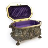 A French Renaissance Revival Gilt Metal Jewellery Casket, 19th century, of canted rectangular form