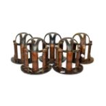 A Set of Five Musgrave's Patent Mahogany and Cast Iron Bridle Racks, early 20th century, 20cm