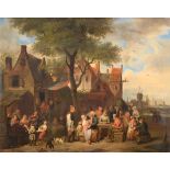Jan Hendrik van Grootvelt (1808-1855) Dutch Outside the inn Signed and dated 1841, oil on panel,