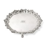 A George IV Silver Salver, by William Bateman, London, 1825, shaped circular and on three pad