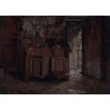 Follower of David Wilkie (1785-1841) Scottish Cottage interior with stacked dresser Oil on board,