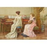 George Goodwin Kilburne RI, RBA (1839-1924) The Duet - two elegant ladies seated in a interior