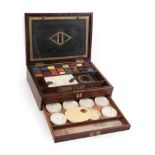 A Reeves & Sons Brass Bound Rosewood Artist's Paint Box, early 19th century, of rectangular form,