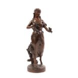 After Joseph François A Belin: A Bronze Figure of a Maiden, standing wearing loose robes holding