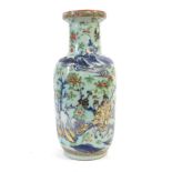 A Cantonese Celadon Ground Porcelain Vase, 19th century, of ovoid form with cylindrical neck and