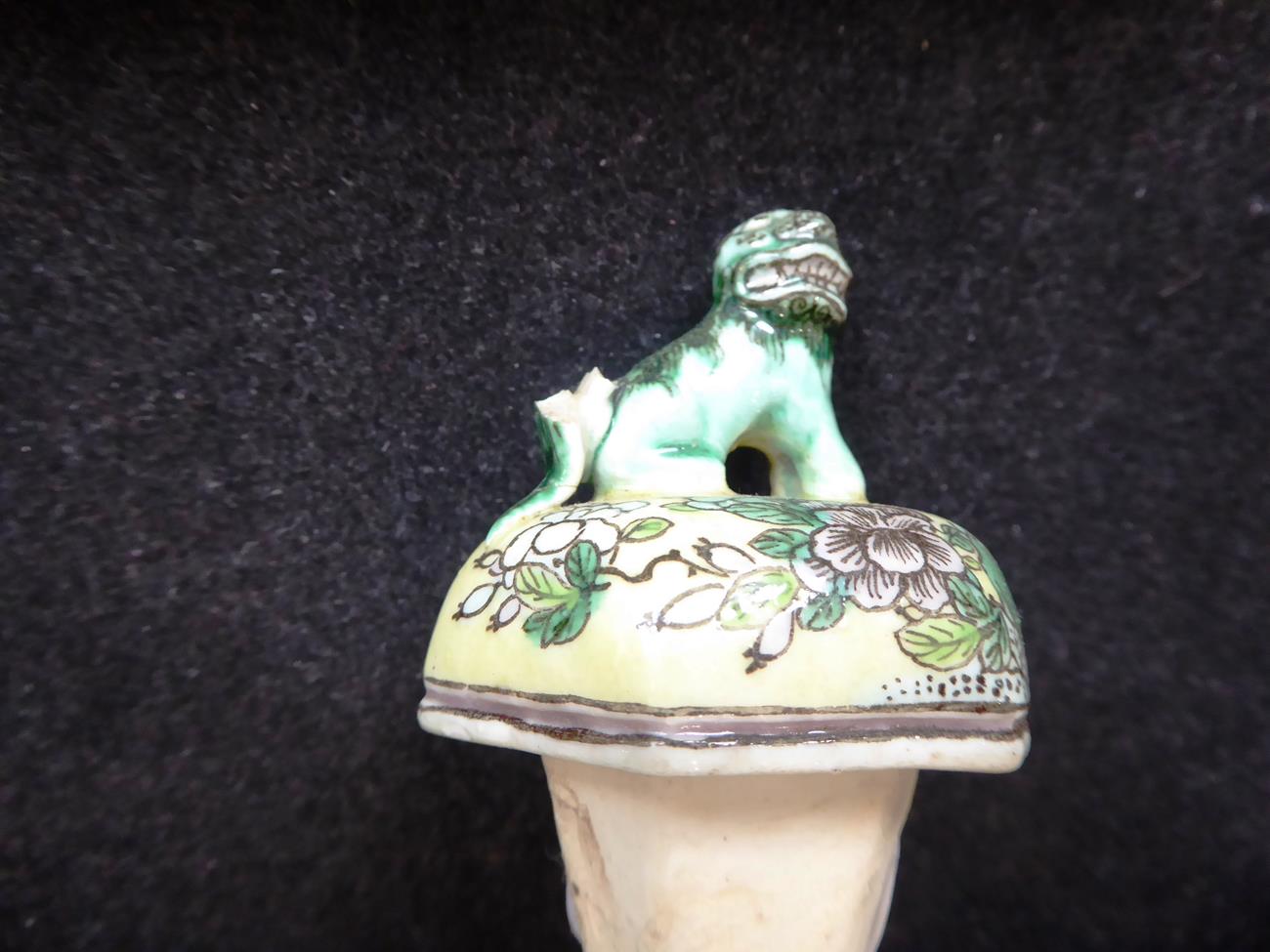 A Pair of Chinese Bisque Ewers and A Cover, in Kangxi style, of baluster form with dog of fo handles - Image 6 of 16