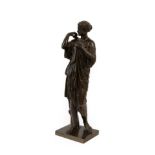 After the Antique: A Bronze Figure of Diana of Gabii, standing adjusting her loose robes, on a