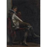 * Romagnoli (19th century) Portrait of a gentleman seated in an interior Signed and dated (18)77,