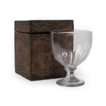 A Large Glass Goblet, early 19th century, the ovoid bowl with basal flutes on a waisted panelled