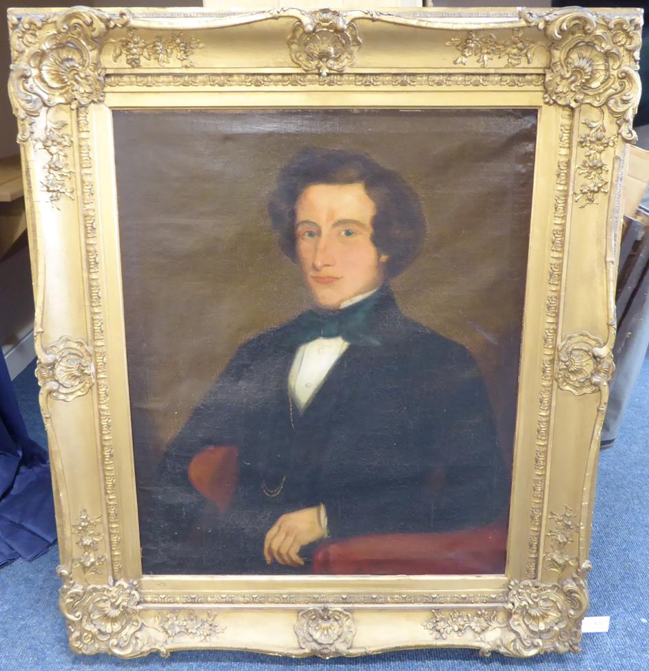 British School (19th century) Portrait of a gentleman, seated, in a red armchair Oil on canvas, 82. - Image 3 of 3