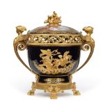 A Gilt Metal Mounted Sèvres Style Porcelain Pot Pourri Vase and Cover, early 20th century, of