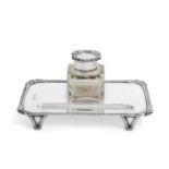 An Edward VII Silver Inkstand, The Base by C. H. Hancock, London, Probably 1903, The Mounts on the