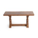 Workshop of Robert Mouseman Thompson (Kilburn): An English Oak 3ft Refectory Coffee Table, post