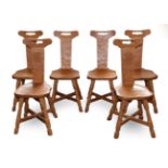 Foxman: A Don Craven (Boroughbridge): A Set of Six English Oak Spinning Chairs, circa 1968, the