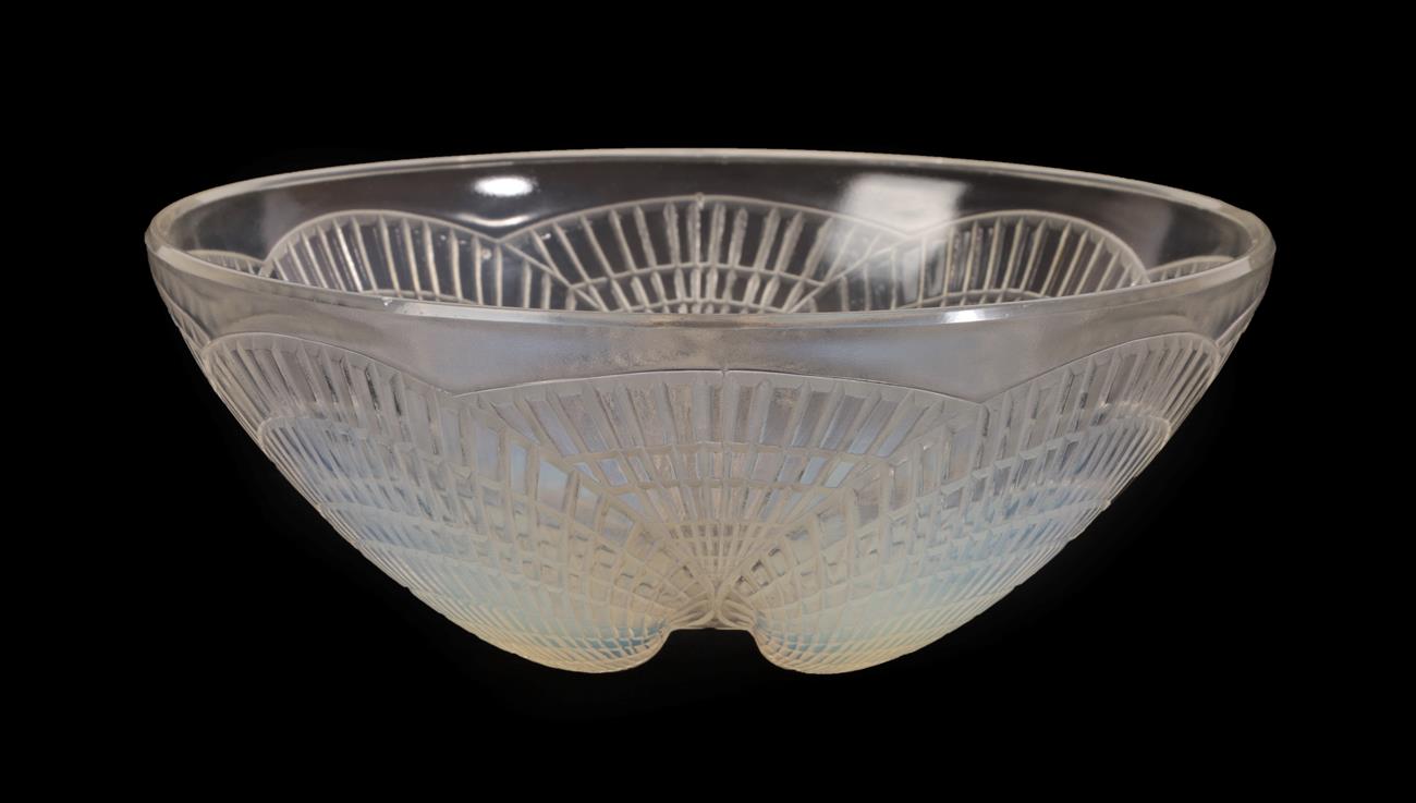 René Lalique (French, 1860-1945): A Coquilles Clear and Opalescent Glass Coupe, wheel cut mark R