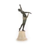 Josef Lorenzl (Austrian,1892-1950): An Art Deco Patinated Bronze Figure, modelled as a young woman
