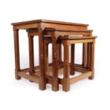 Workshop of Robert Mouseman Thompson (Kilburn): An English Oak Nest of Three Tables, post 1960,