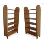 A Pair of Modern Shaker Bookcases, circa 2000, each with two shaped uprights and six fixed