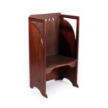 Attributed to Wylie & Lochhead A Glasgow School Arts & Crafts Mahogany Hall Seat, the full upright