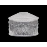 A Lalique Crystal Clear and Satin Glass Enfants Circular Box and Cover, engraved Lalique France,