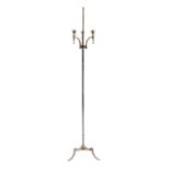 Maison Jansen (Attributed to): A French Brass and Gun Metal Floor Lamp, circa 1960's, with three