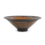 Andrew Hill (b.1964): A Hand-Thown Black Body Raku Bowl, with mottled lustre colours, incised