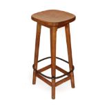 Workshop of Robert Mouseman Thompson (Kilburn): An English Oak Bar Stool, circa 1970s, shaped