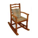 Cat and Mouseman: A Lyndon Hammell (Harmby) English Oak Ladder Back Rocking Chair, drop-in seat,