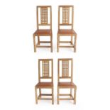 Workshop of Robert Mouseman Thompson (Kilburn): A Set of Four English Oak Coxwold Dining Chairs,