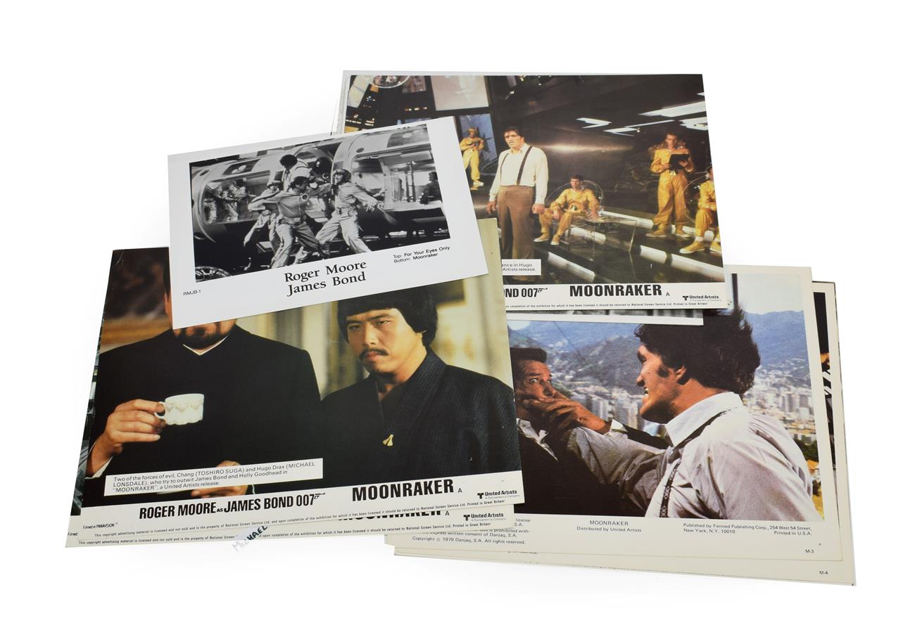 James Bond 007 Moonraker Colour Lobby Cards a set of ten; together with various b/w stills