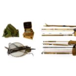 A Collection Of Various Fishing Related Items including eleven Fly and Spinning rods by Hardy,