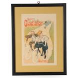 Cycles Gladiator Poster depicting a lady and gent pursued by a military gent in a nightshirt, with