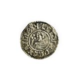 Aethelred II Silver Penny, Crux type, London Mint, AEDERED M-OLVND, obv. bare-headed bust left