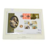 Proof Sovereign 2001 enclosed in a commemorative stamp & coin cover celebrating Queen Victoria